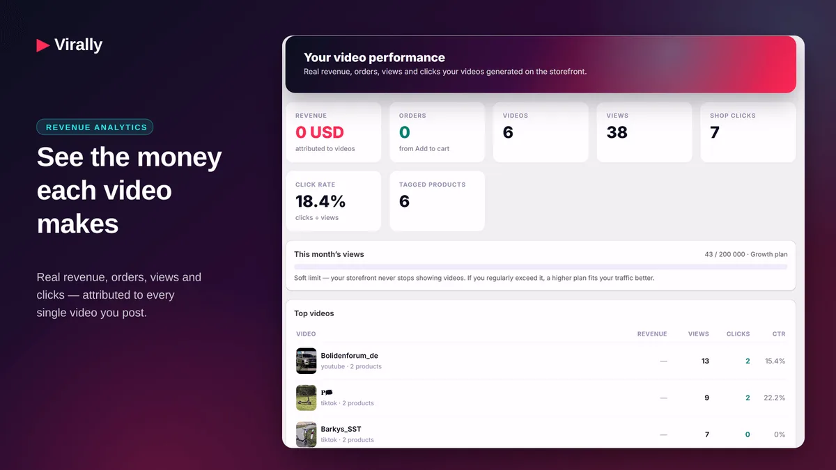 Revenue analytics — see the money each video makes